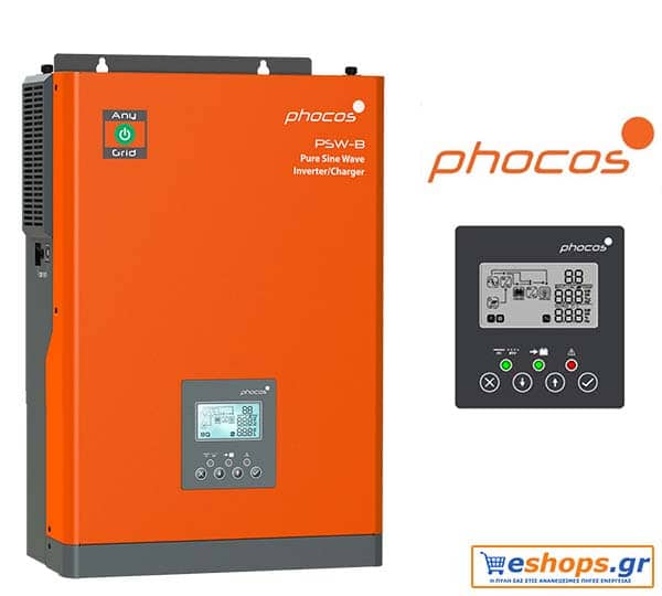 PHOCOS PSW-B-3000W / 24V ΥΒΡΙΔΙΚΟ INVERTER Any Grid με φορτιστή